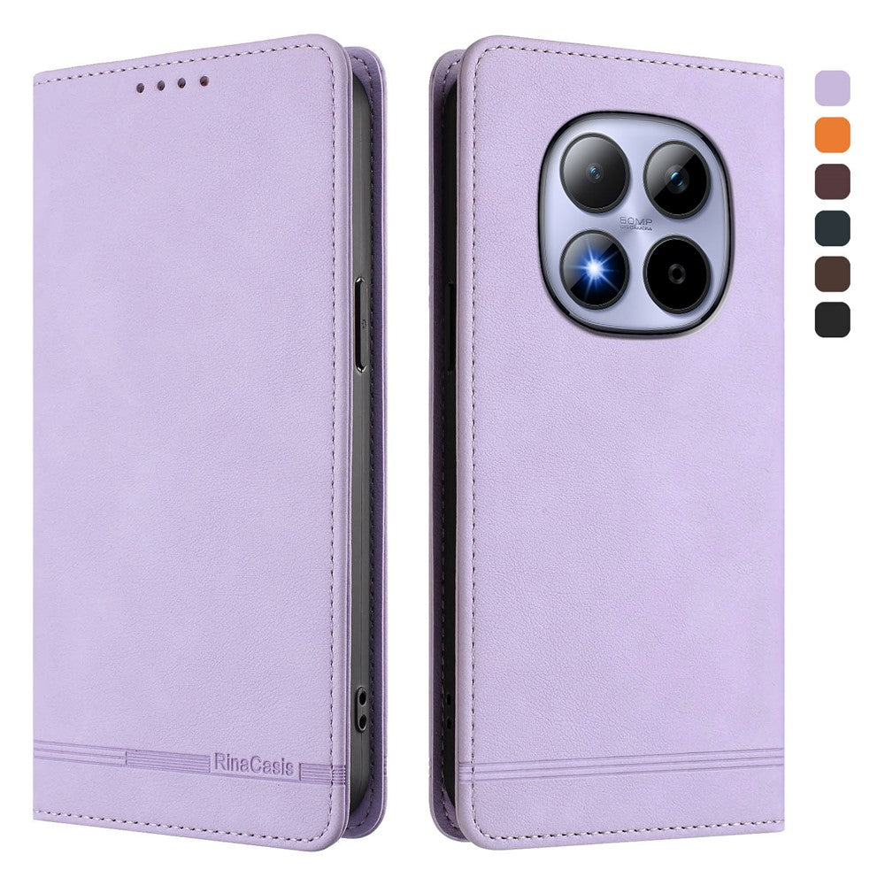 RINACASIS RC23 For Xiaomi Poco M8 Pro 5G / Redmi Note 15 Pro+ 5G (Global) Case RFID Blocking Wallet Stand PU Leather Phone Cover - Light Purple