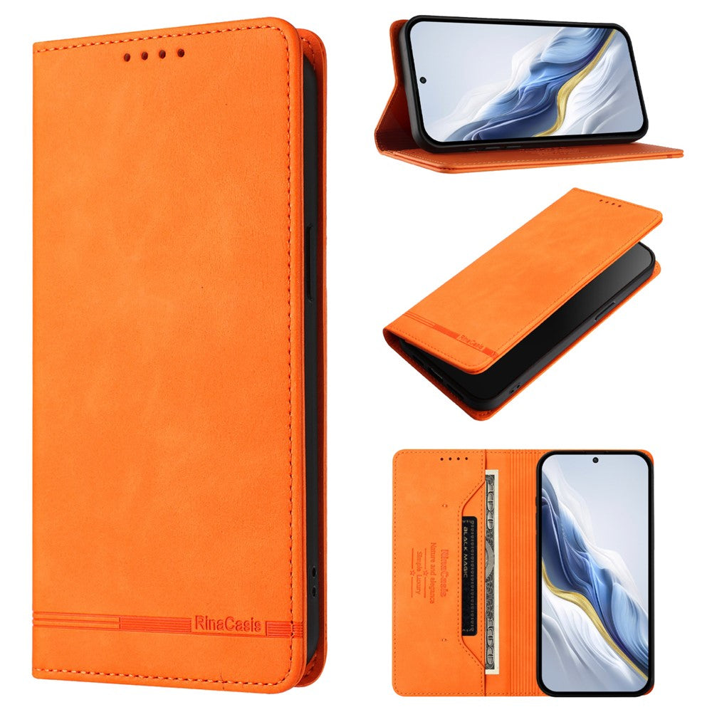 RINACASIS RC23 For Xiaomi Poco M8 Pro 5G / Redmi Note 15 Pro+ 5G (Global) Case RFID Blocking Wallet Stand PU Leather Phone Cover - Orange