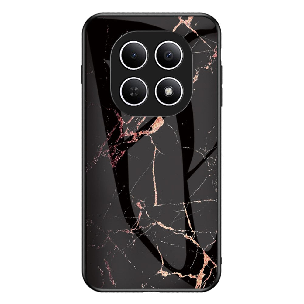 Phone Case For Xiaomi Poco M8 5G / Redmi Note 15 5G (Global) Marble Pattern Tempered Glass + PC + TPU Protective Phone Cover - Gold Black Marble