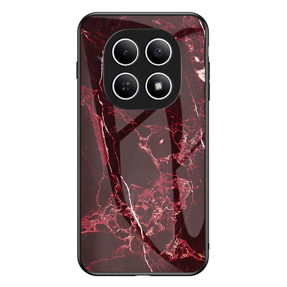 Phone Case For Xiaomi Poco M8 5G / Redmi Note 15 5G (Global) Marble Pattern Tempered Glass + PC + TPU Protective Phone Cover - Blood Red Marble