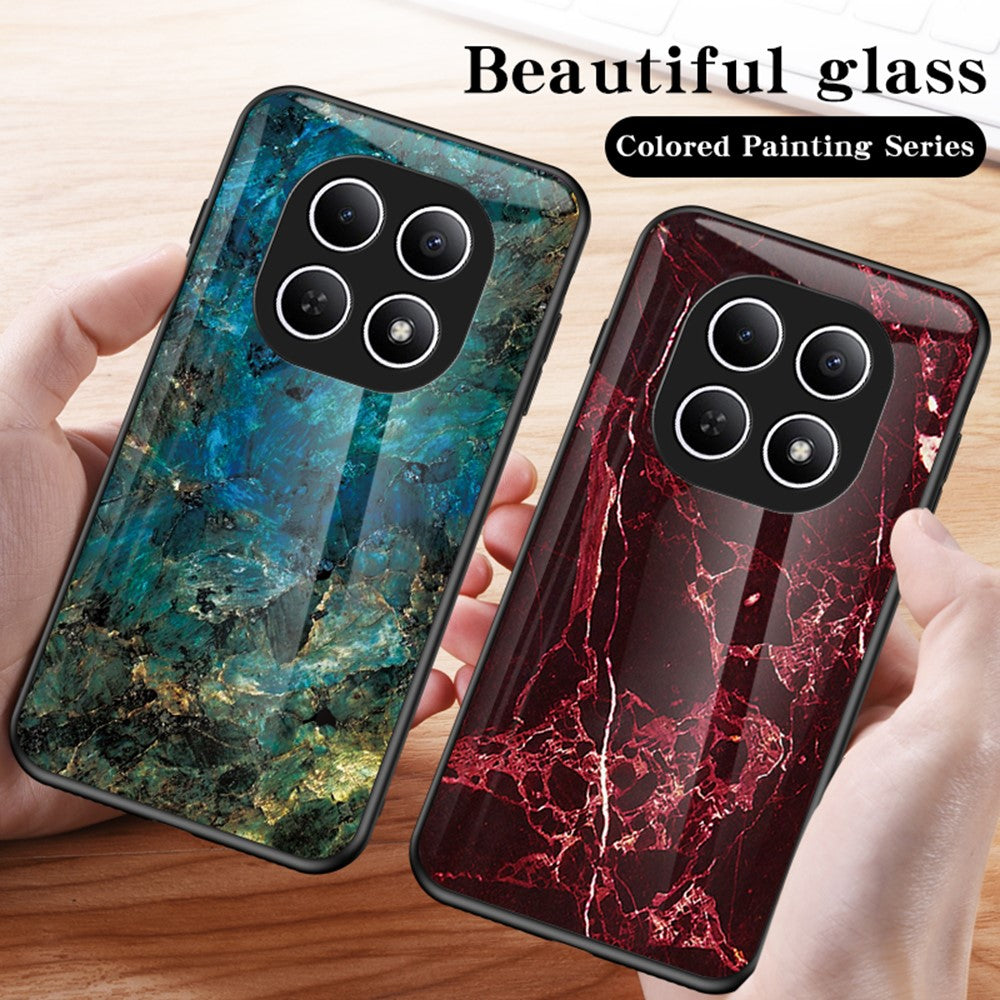 Phone Case For Xiaomi Poco M8 5G / Redmi Note 15 5G (Global) Marble Pattern Tempered Glass + PC + TPU Protective Phone Cover - Blood Red Marble