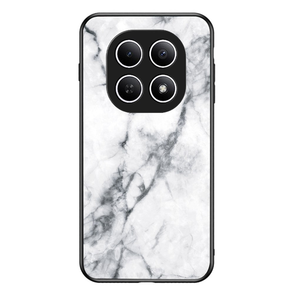 Phone Case For Xiaomi Poco M8 5G / Redmi Note 15 5G (Global) Marble Pattern Tempered Glass + PC + TPU Protective Phone Cover - White Marble