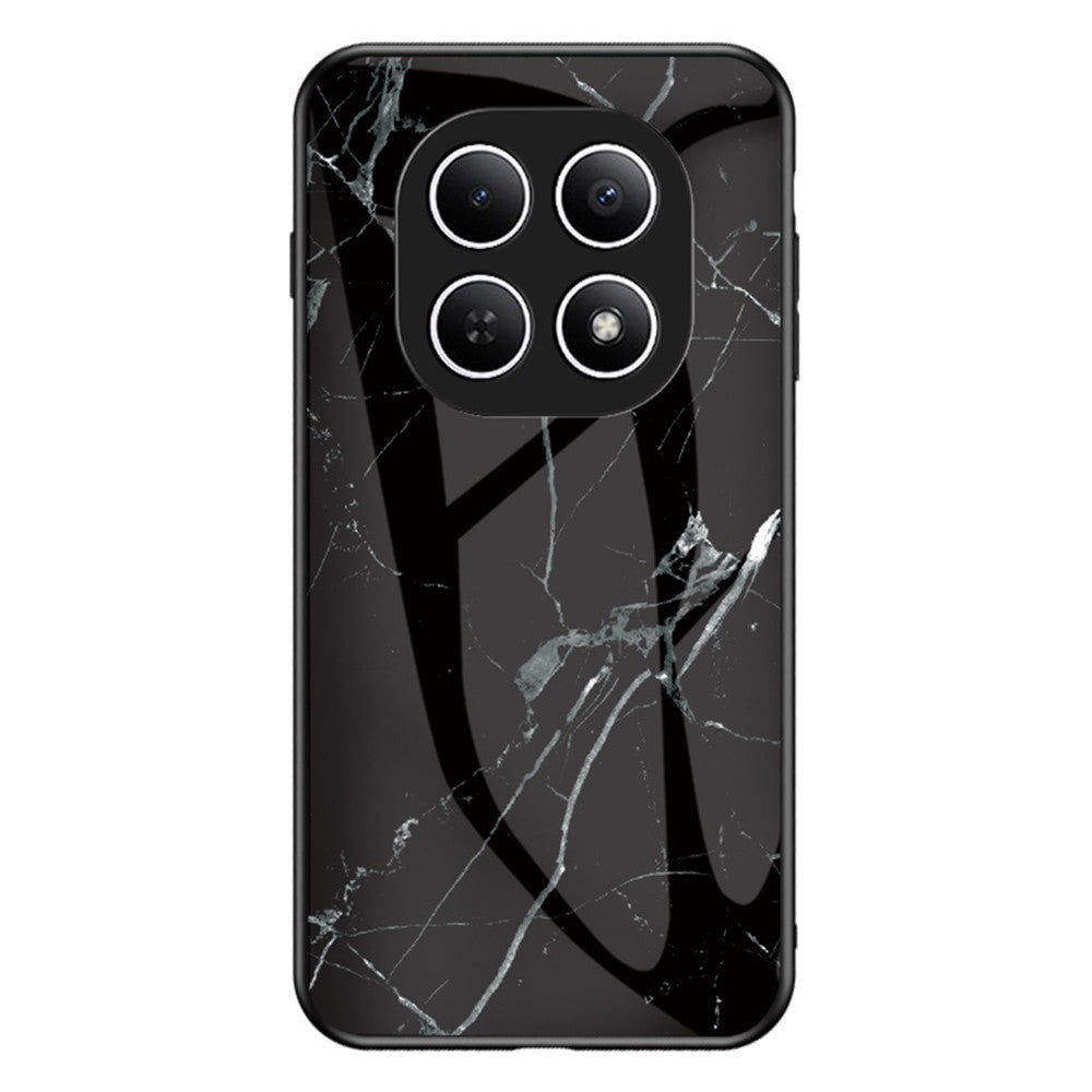 Phone Case For Xiaomi Poco M8 5G / Redmi Note 15 5G (Global) Marble Pattern Tempered Glass + PC + TPU Protective Phone Cover - Black Marble
