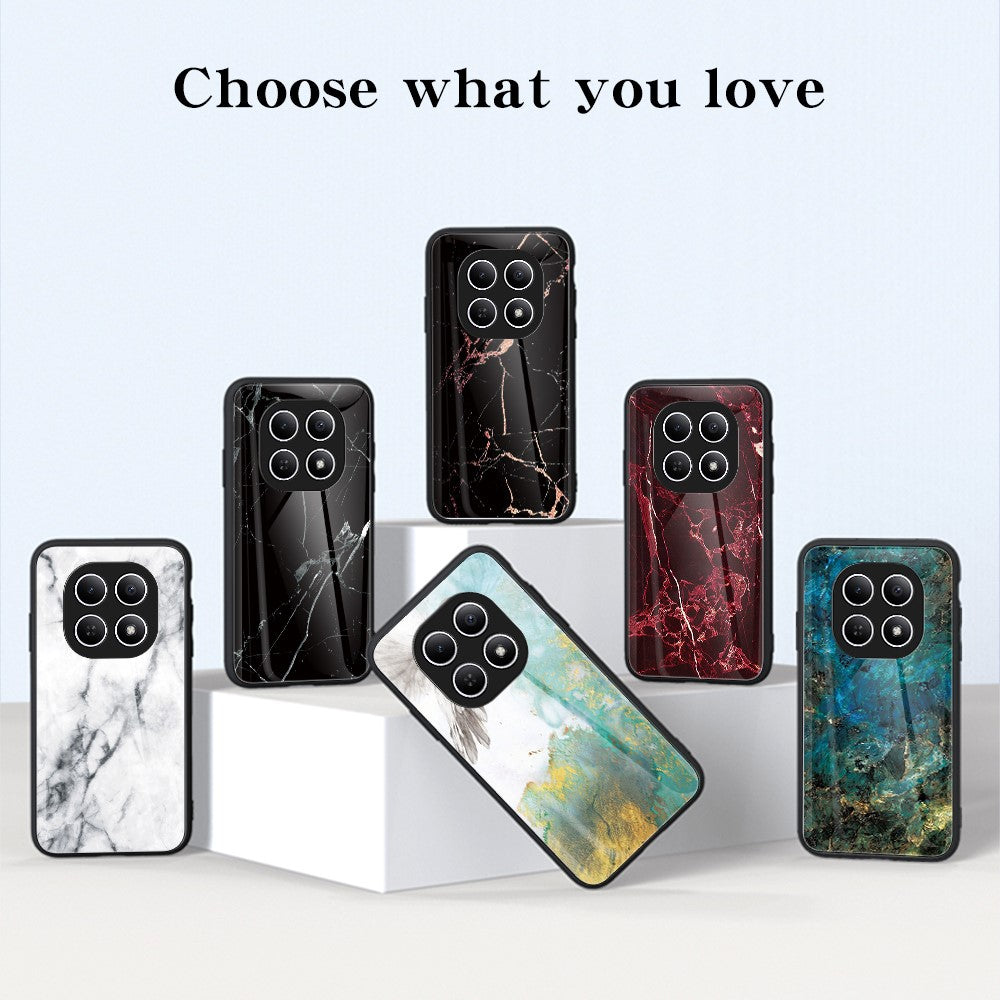 Phone Case For Xiaomi Poco M8 5G / Redmi Note 15 5G (Global) Marble Pattern Tempered Glass + PC + TPU Protective Phone Cover - Black Marble