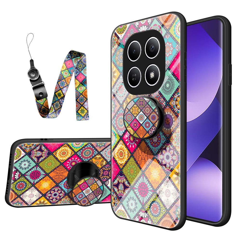 Phone Case For Xiaomi Poco M8 5G / Redmi Note 15 5G (Global) Kickstand Ethnic Pattern Tempered Glass Phone Cover with Strap - Color Pattern