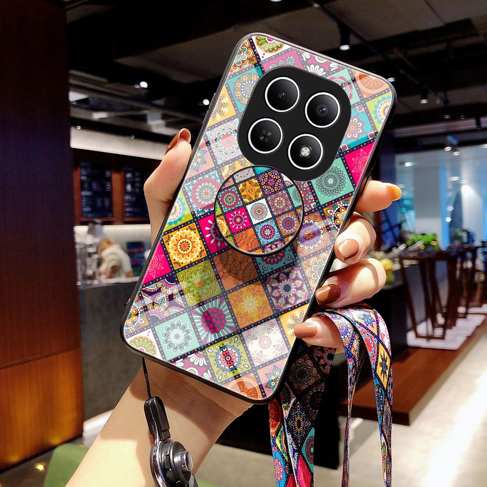 Phone Case For Xiaomi Poco M8 5G / Redmi Note 15 5G (Global) Kickstand Ethnic Pattern Tempered Glass Phone Cover with Strap - Color Pattern