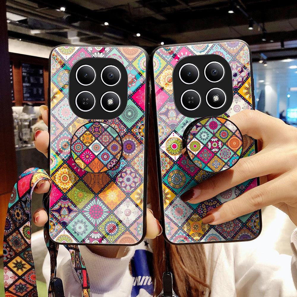 Phone Case For Xiaomi Poco M8 5G / Redmi Note 15 5G (Global) Kickstand Ethnic Pattern Tempered Glass Phone Cover with Strap - Color Pattern