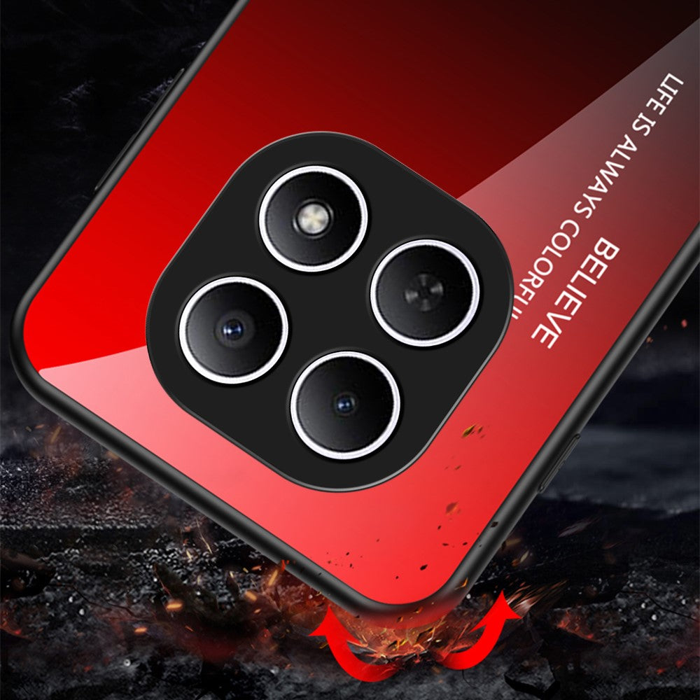 Phone  Case For Xiaomi Poco M8 5G / Redmi Note 15 5G (Global) Anti-Scratch Tempered Glass + PC + TPU Phone Cover - Gradient Red Black