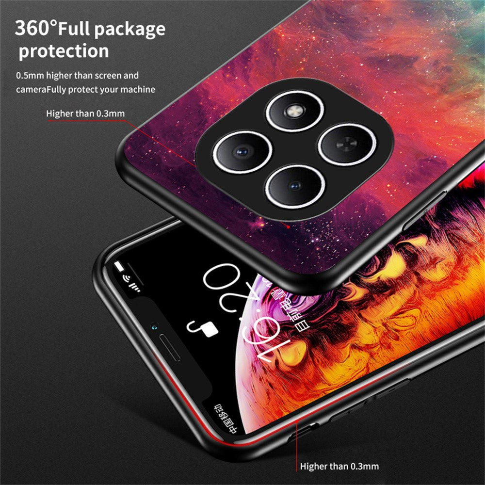 Phone Case For Xiaomi Poco M8 5G / Redmi Note 15 5G (Global) Starry Sky Pattern Tempered Glass Phone Cover - Starry Crescent Moon