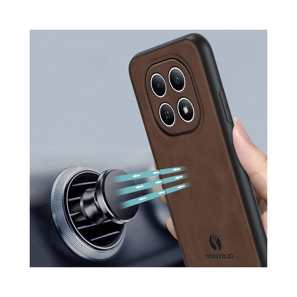 ANNYOJO Phone Case For Xiaomi Poco M8 5G / Redmi Note 15 5G (Global) PU Leather + PC + TPU Anti Drop Phone Back Cover - Black