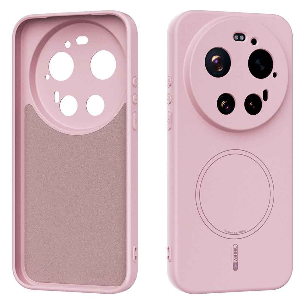 ABEEL For Xiaomi 17 Ultra 5G Magnetic Case Skin Touch Liquid Silicone Phone Back Cover - Pink