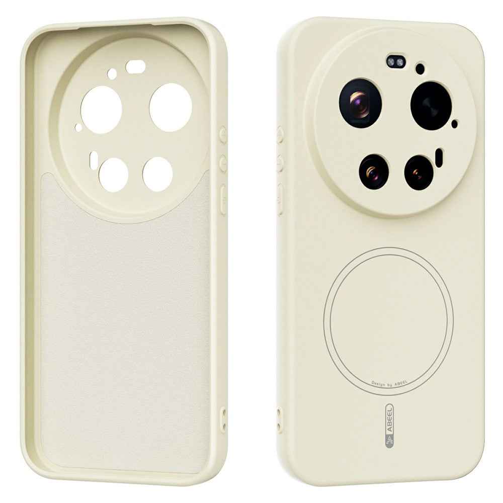 ABEEL For Xiaomi 17 Ultra 5G Magnetic Case Skin Touch Liquid Silicone Phone Back Cover - Beige