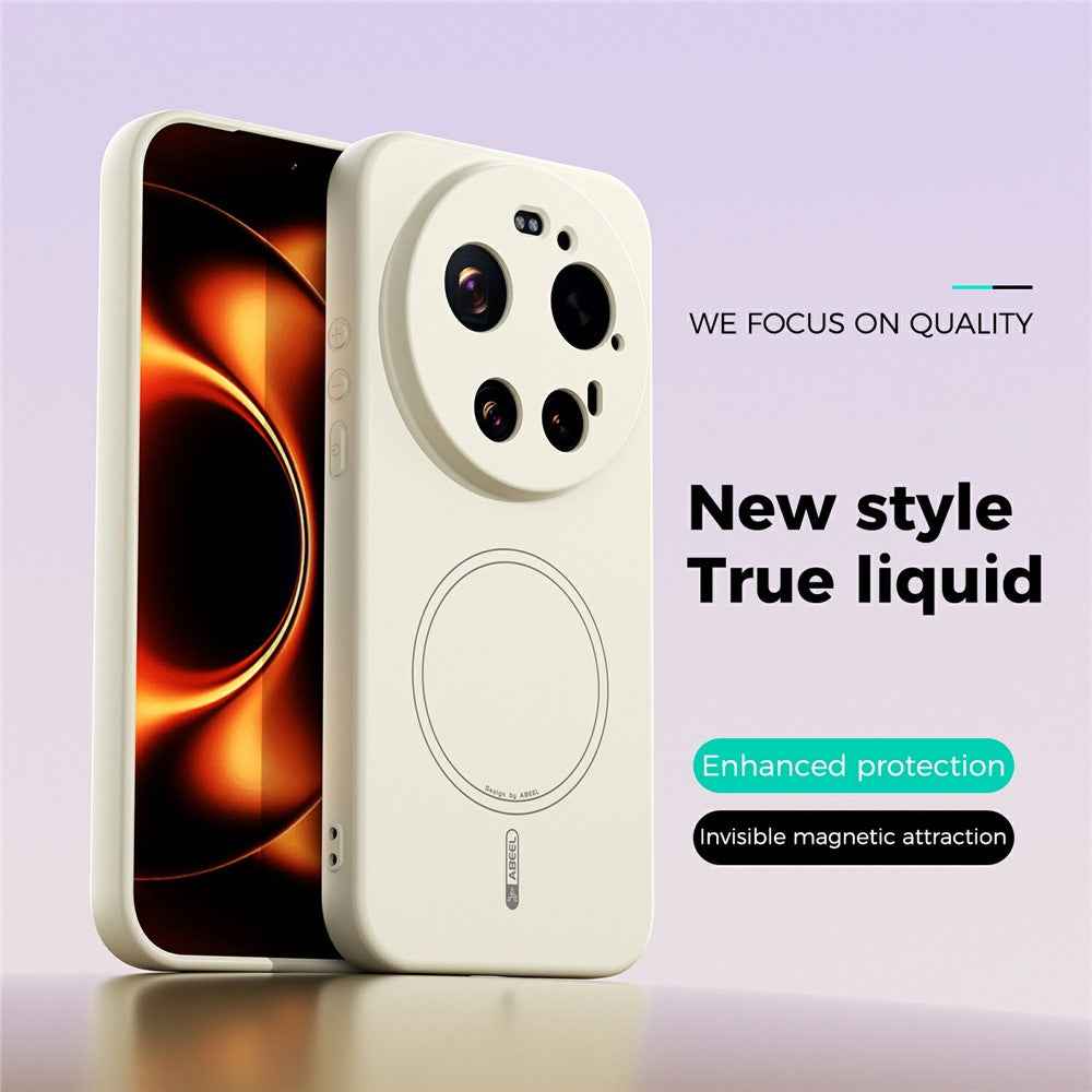 ABEEL For Xiaomi 17 Ultra 5G Magnetic Case Skin Touch Liquid Silicone Phone Back Cover - Beige