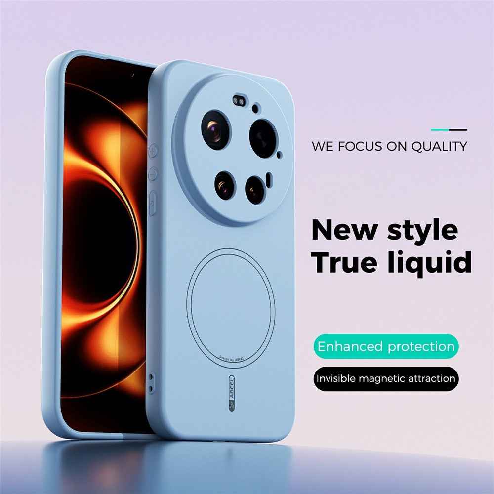 ABEEL For Xiaomi 17 Ultra 5G Magnetic Case Skin Touch Liquid Silicone Phone Back Cover - Sky Blue