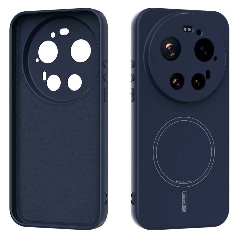 ABEEL For Xiaomi 17 Ultra 5G Magnetic Case Skin Touch Liquid Silicone Phone Back Cover - Dark Blue