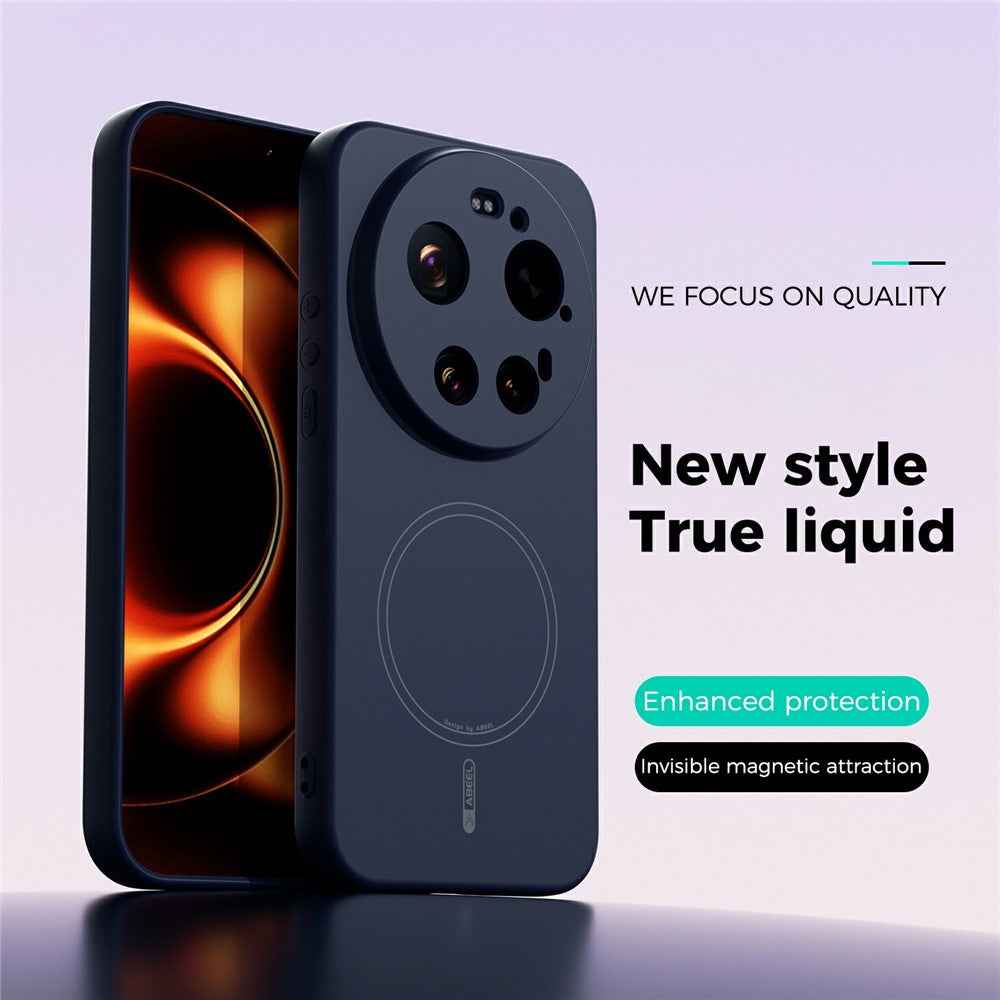 ABEEL For Xiaomi 17 Ultra 5G Magnetic Case Skin Touch Liquid Silicone Phone Back Cover - Dark Blue
