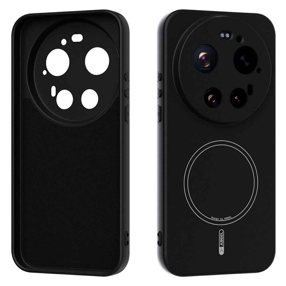 ABEEL For Xiaomi 17 Ultra 5G Magnetic Case Skin Touch Liquid Silicone Phone Back Cover - Black