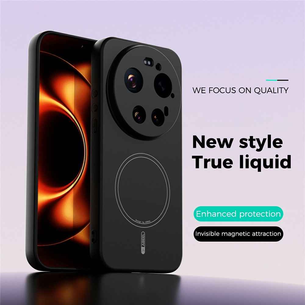 ABEEL For Xiaomi 17 Ultra 5G Magnetic Case Skin Touch Liquid Silicone Phone Back Cover - Black
