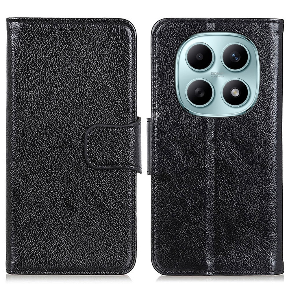 For Xiaomi Redmi Note 15 Pro 4G (Global) Case Nappa Texture Split Leather Wallet Phone Cover - Black