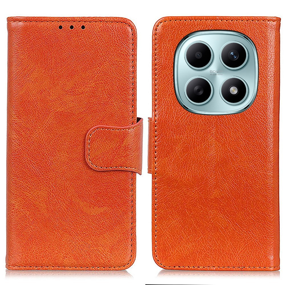 For Xiaomi Redmi Note 15 Pro 4G (Global) Case Nappa Texture Split Leather Wallet Phone Cover - Orange