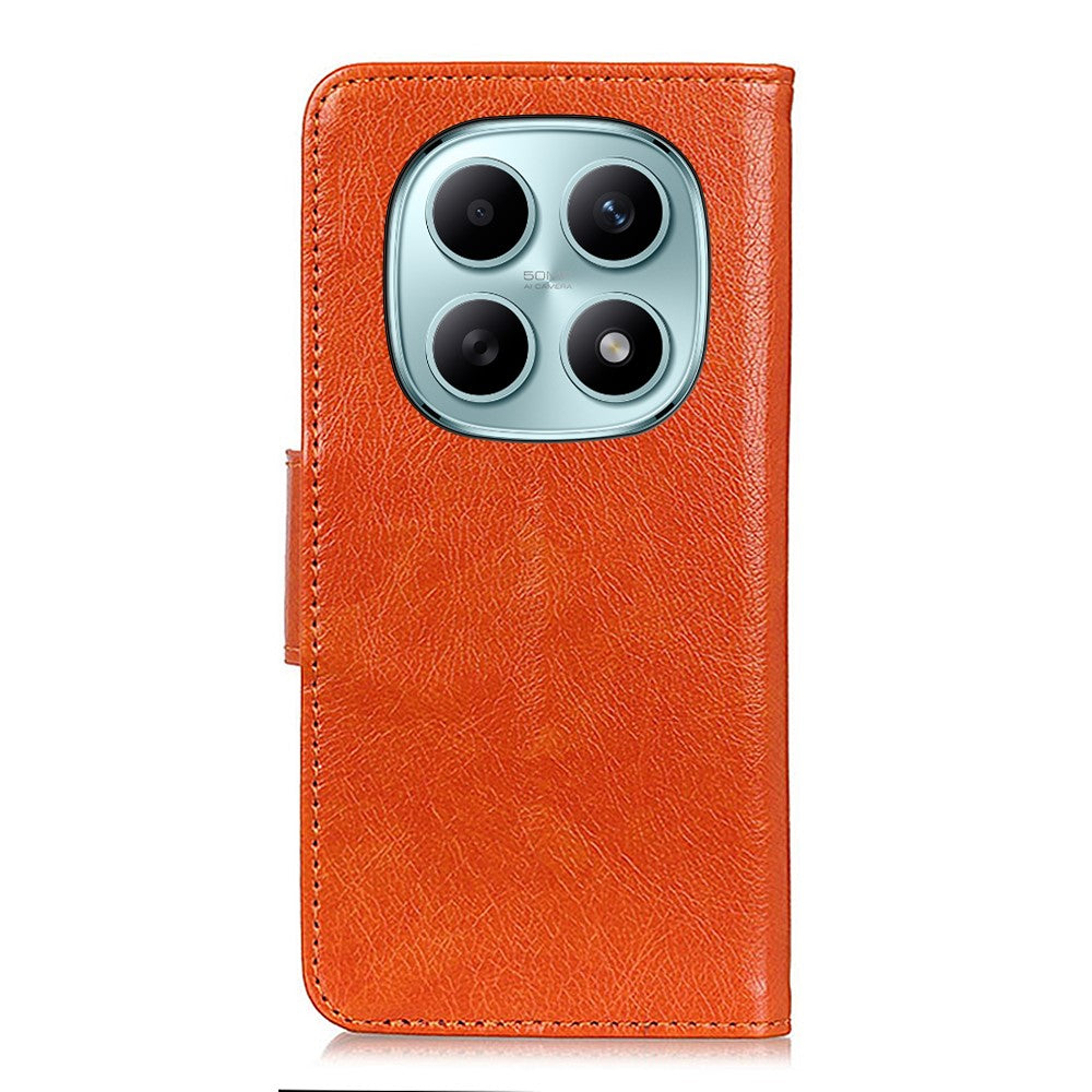 For Xiaomi Redmi Note 15 Pro 4G (Global) Case Nappa Texture Split Leather Wallet Phone Cover - Orange