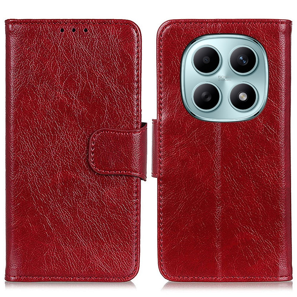 For Xiaomi Redmi Note 15 Pro 4G (Global) Case Nappa Texture Split Leather Wallet Phone Cover - Red