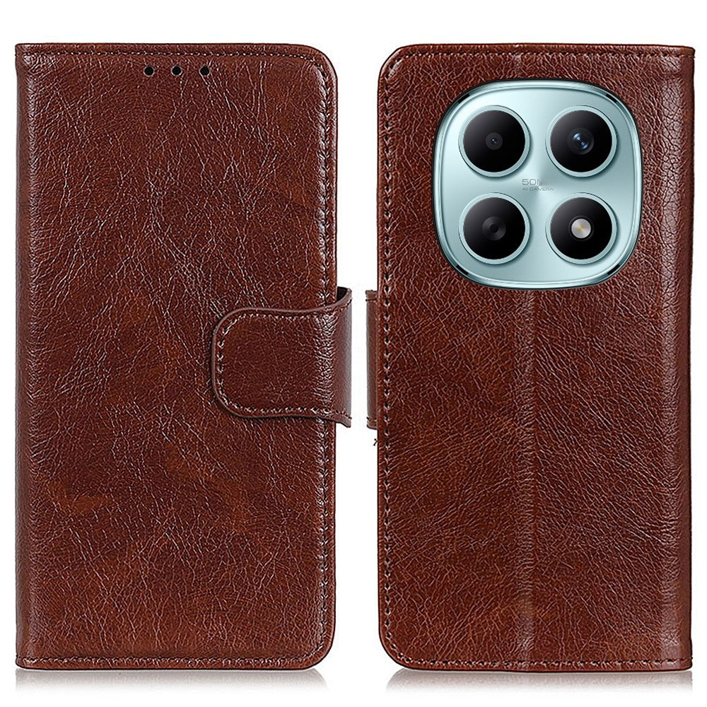 For Xiaomi Redmi Note 15 Pro 4G (Global) Case Nappa Texture Split Leather Wallet Phone Cover - Brown