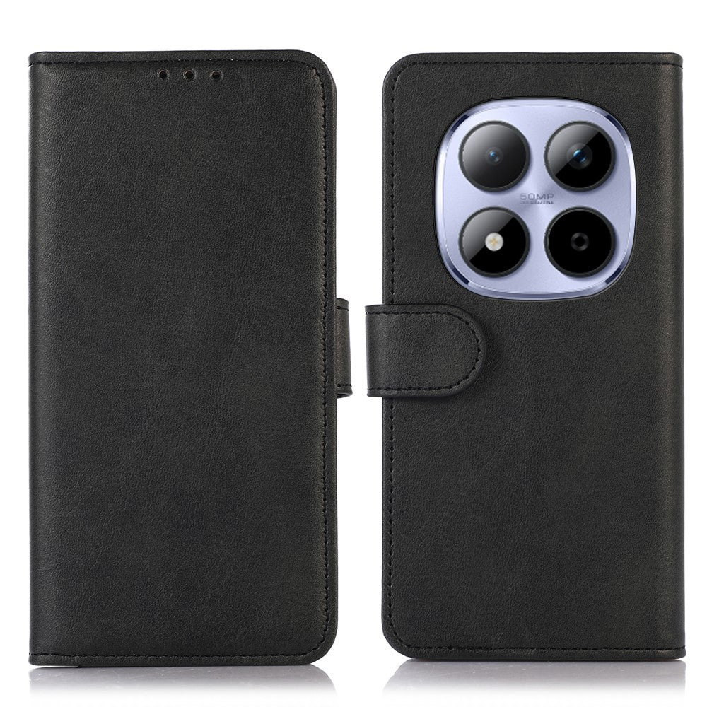 For Xiaomi Redmi Note 15 Pro 4G (Global) Case Cowhide Texture Leather Wallet Phone Cover with Stand - Black