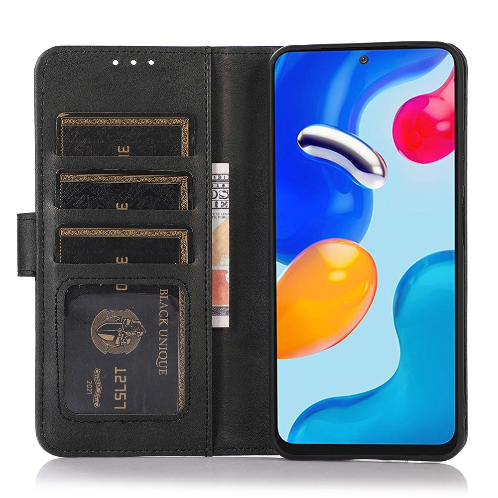 For Xiaomi Redmi Note 15 Pro 4G (Global) Case Cowhide Texture Leather Wallet Phone Cover with Stand - Black