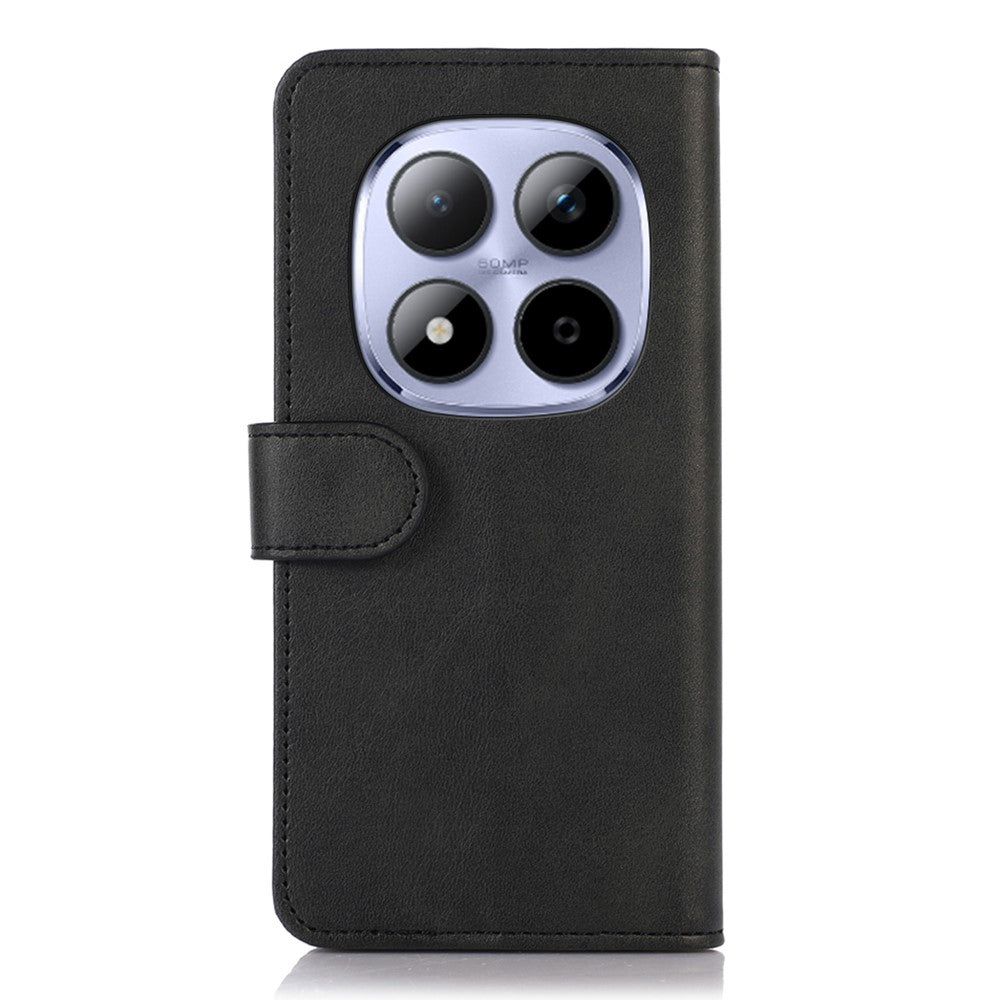 For Xiaomi Redmi Note 15 Pro 4G (Global) Case Cowhide Texture Leather Wallet Phone Cover with Stand - Black