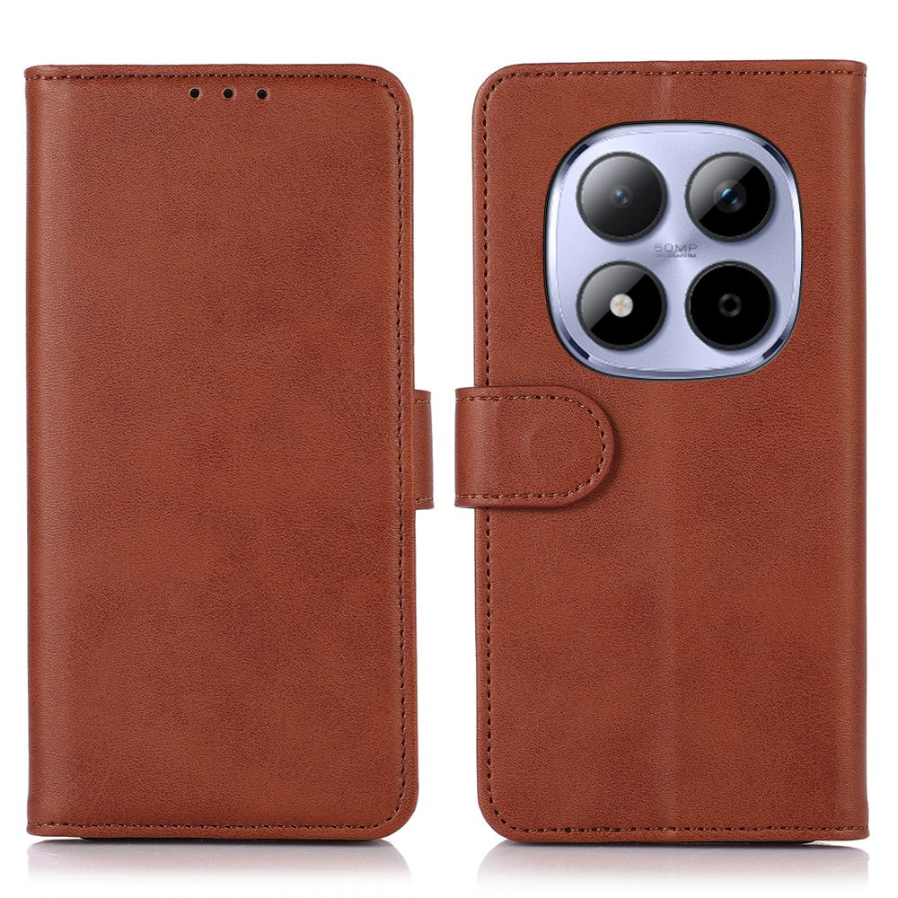 For Xiaomi Redmi Note 15 Pro 4G (Global) Case Cowhide Texture Leather Wallet Phone Cover with Stand - Brown