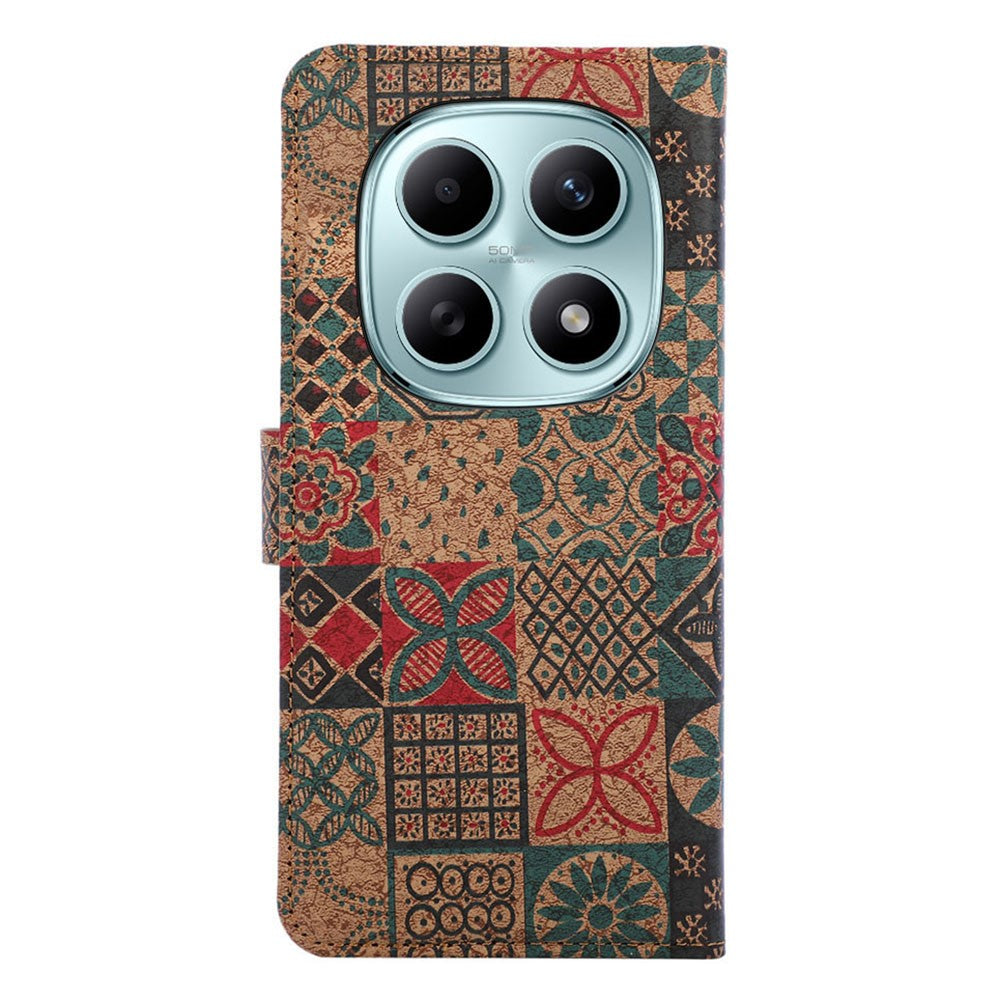For Xiaomi Redmi Note 15 Pro 4G (Global) Leather Wallet Case Bohemian-style TPU PU Phone Cover with Stand - Petals