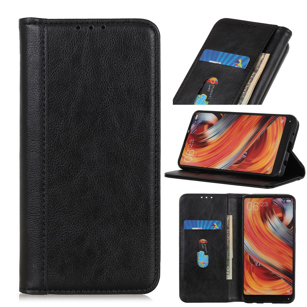 For Xiaomi Redmi Note 15 Pro 4G (Global) Stand Case Split Leather Litchi Texture Wallet Phone Cover - Black