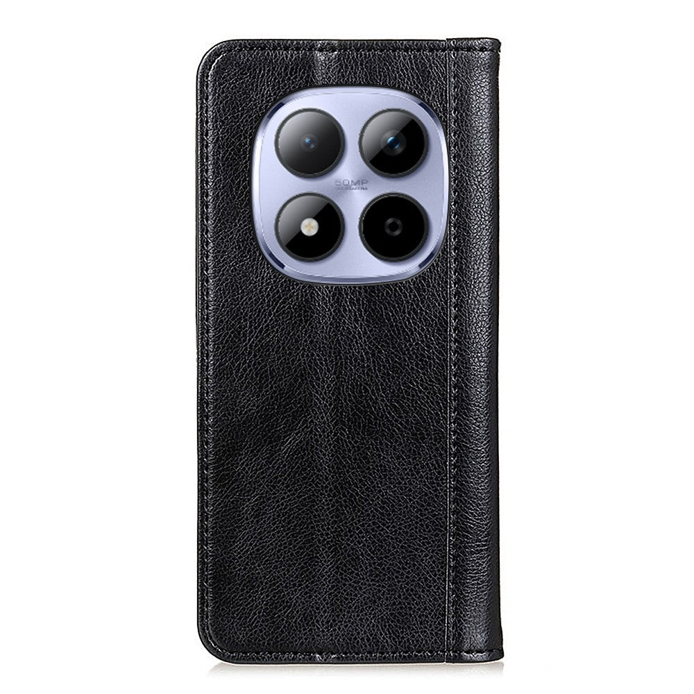 For Xiaomi Redmi Note 15 Pro 4G (Global) Stand Case Split Leather Litchi Texture Wallet Phone Cover - Black