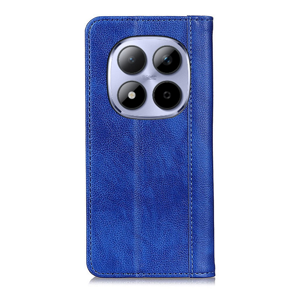 For Xiaomi Redmi Note 15 Pro 4G (Global) Stand Case Split Leather Litchi Texture Wallet Phone Cover - Blue