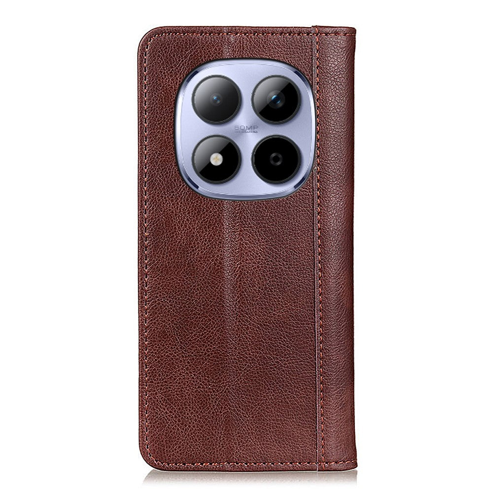 For Xiaomi Redmi Note 15 Pro 4G (Global) Stand Case Split Leather Litchi Texture Wallet Phone Cover - Brown