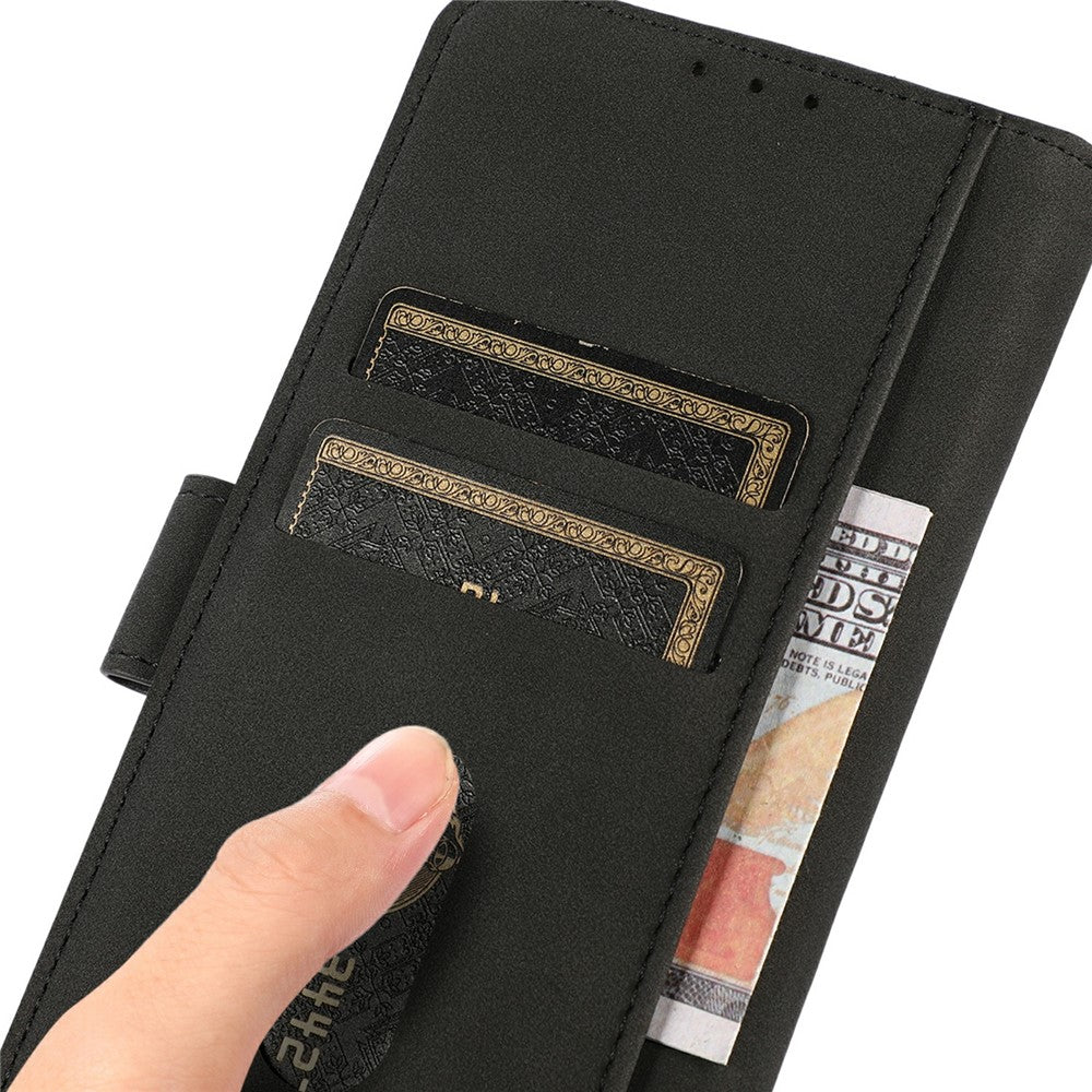 KHAZNEH For Xiaomi Redmi Note 15 Pro 4G (Global) Case Anti Scratch PU Leather Wallet Stand Phone Cover - Black