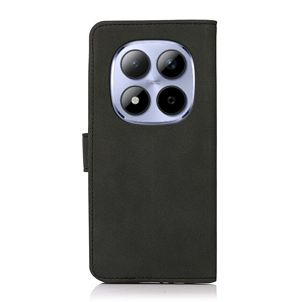 KHAZNEH For Xiaomi Redmi Note 15 Pro 4G (Global) Case Anti Scratch PU Leather Wallet Stand Phone Cover - Black