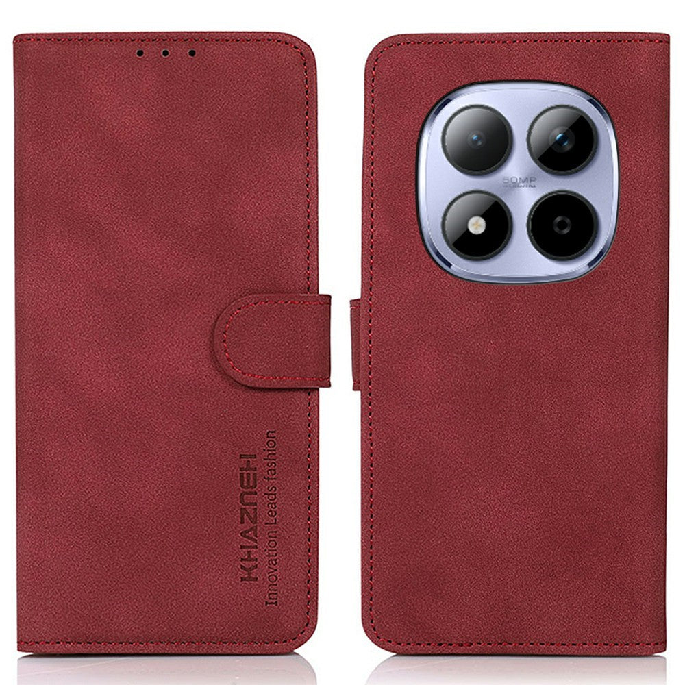 KHAZNEH For Xiaomi Redmi Note 15 Pro 4G (Global) Case Anti Scratch PU Leather Wallet Stand Phone Cover - Red