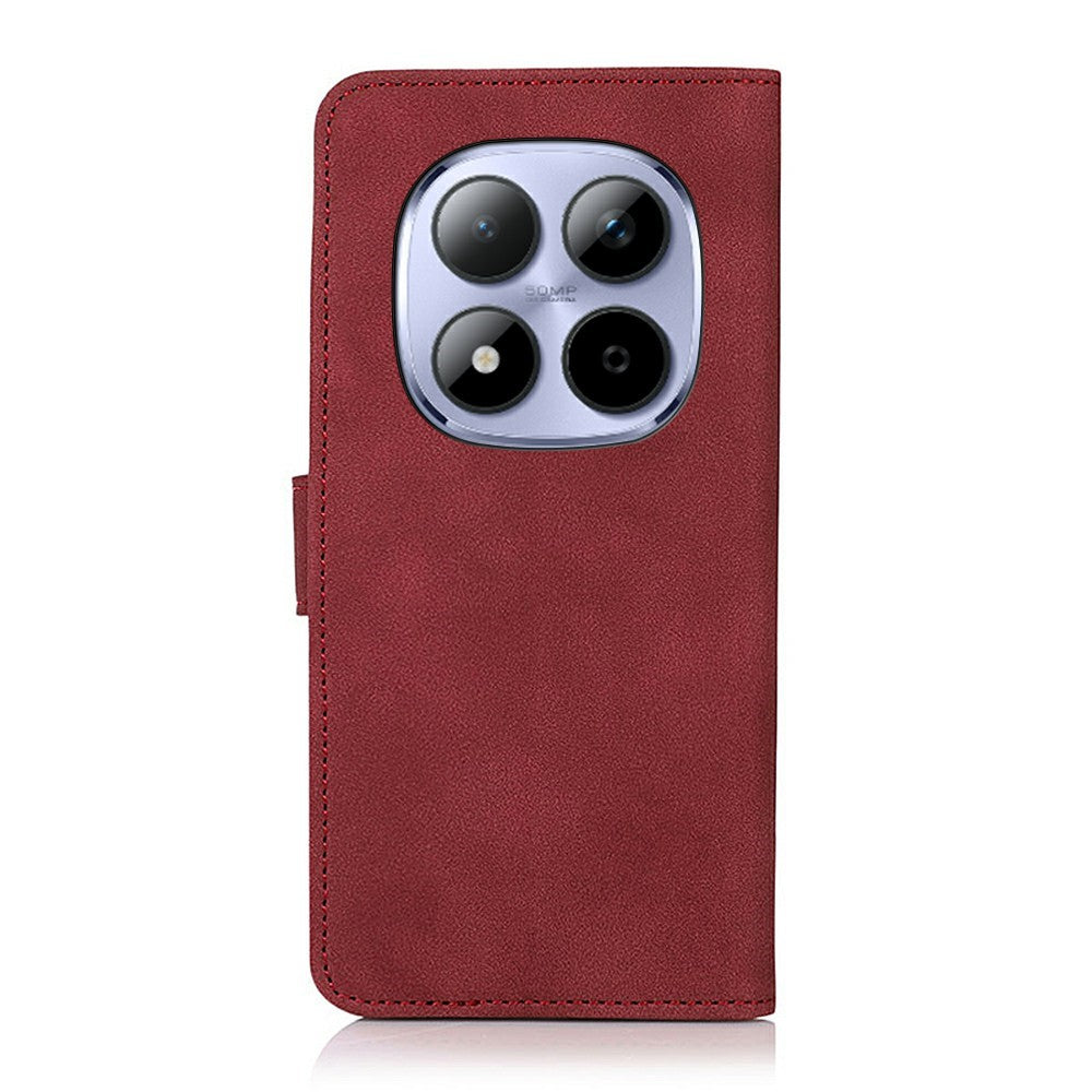 KHAZNEH For Xiaomi Redmi Note 15 Pro 4G (Global) Case Anti Scratch PU Leather Wallet Stand Phone Cover - Red
