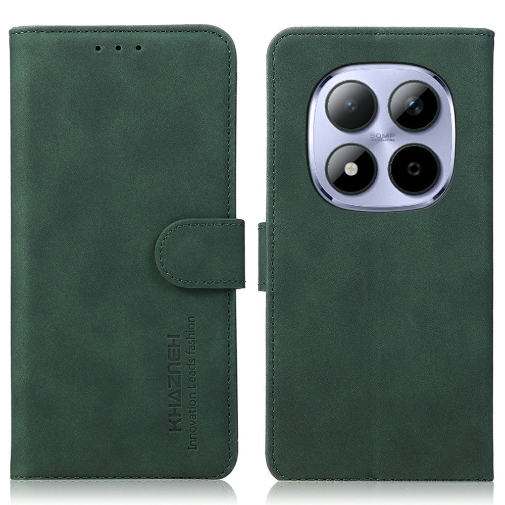 KHAZNEH For Xiaomi Redmi Note 15 Pro 4G (Global) Case Anti Scratch PU Leather Wallet Stand Phone Cover - Green