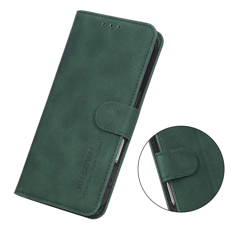 KHAZNEH For Xiaomi Redmi Note 15 Pro 4G (Global) Case Anti Scratch PU Leather Wallet Stand Phone Cover - Green