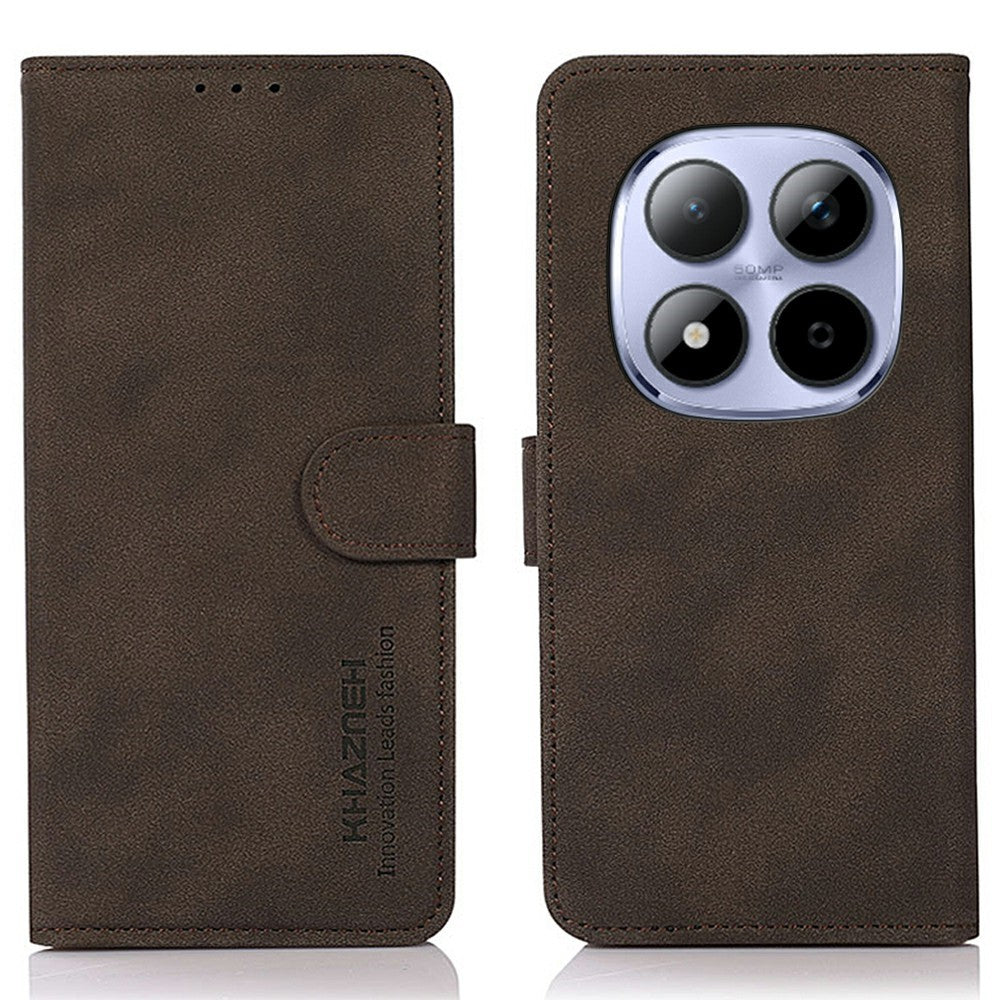KHAZNEH For Xiaomi Redmi Note 15 Pro 4G (Global) Case Anti Scratch PU Leather Wallet Stand Phone Cover - Brown