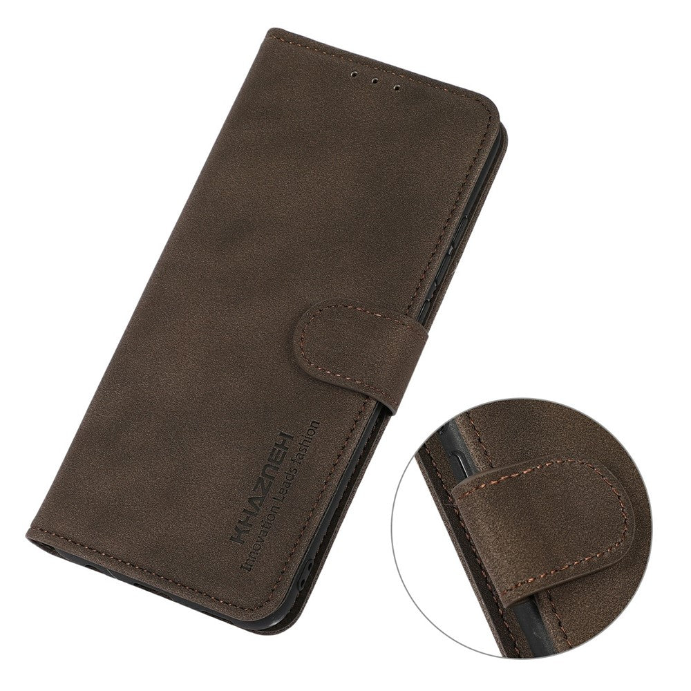 KHAZNEH For Xiaomi Redmi Note 15 Pro 4G (Global) Case Anti Scratch PU Leather Wallet Stand Phone Cover - Brown