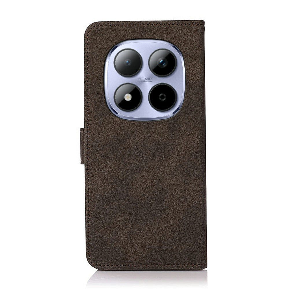 KHAZNEH For Xiaomi Redmi Note 15 Pro 4G (Global) Case Anti Scratch PU Leather Wallet Stand Phone Cover - Brown