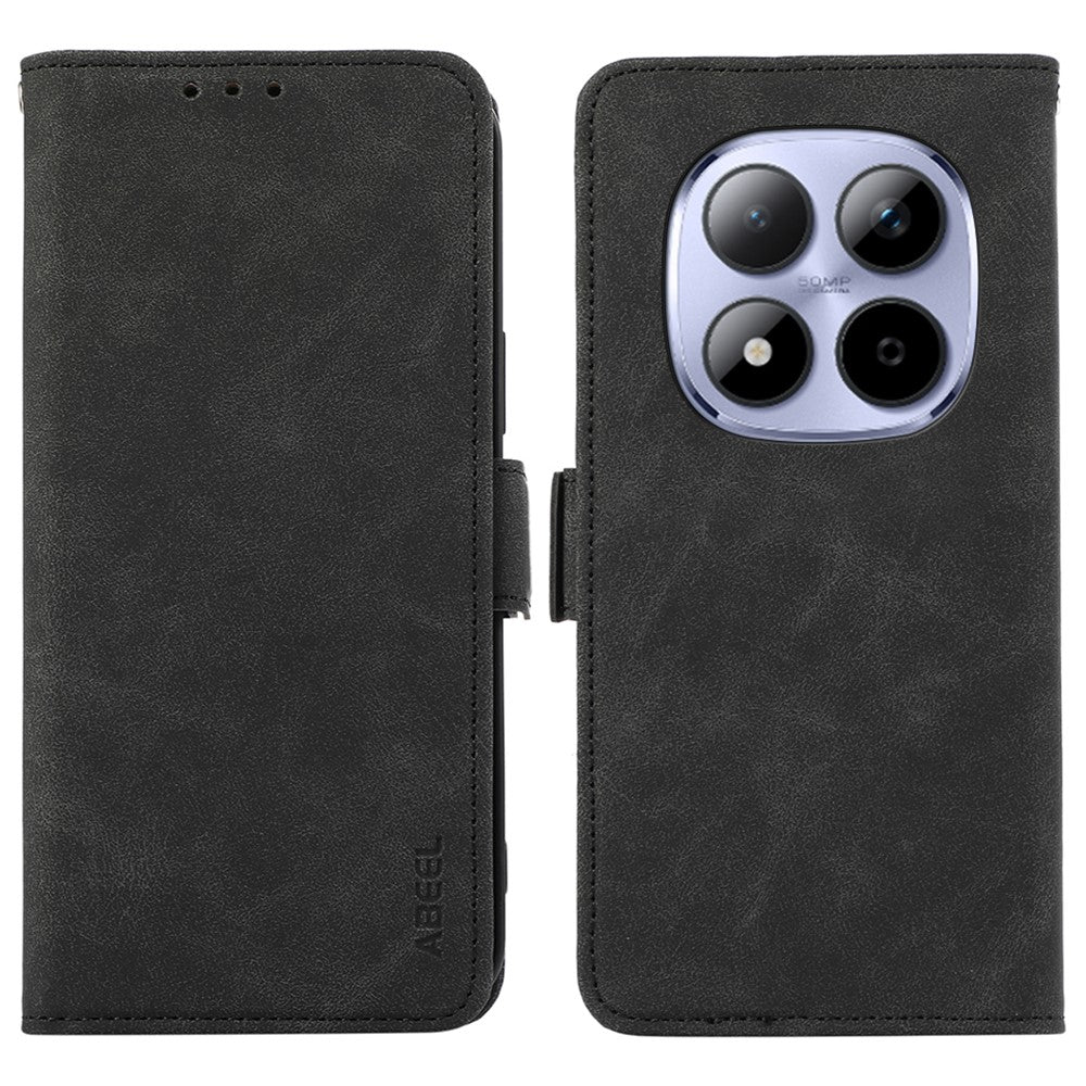 ABEEL For Xiaomi Redmi Note 15 Pro 4G (Global) Case PU Leather Folio Stand View RFID Blocking Phone Cover - Black
