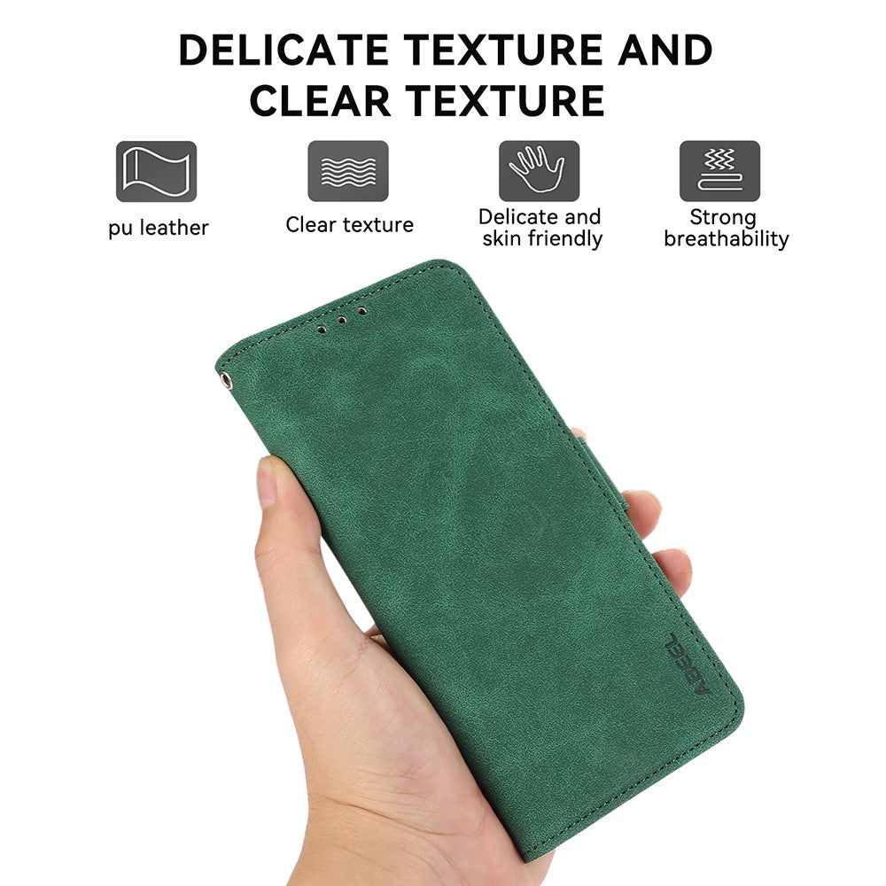 ABEEL For Xiaomi Redmi Note 15 Pro 4G (Global) Case PU Leather Folio Stand View RFID Blocking Phone Cover - Green