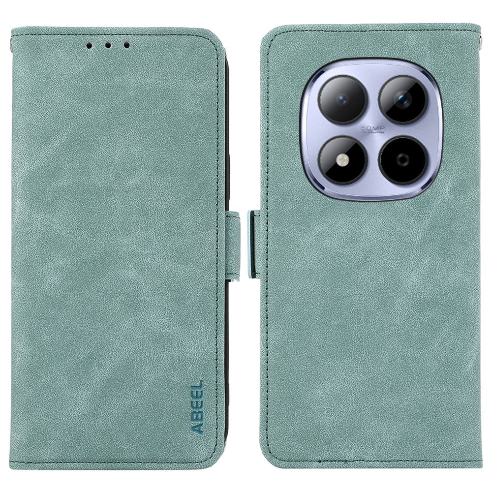 ABEEL For Xiaomi Redmi Note 15 Pro 4G (Global) Case PU Leather Folio Stand View RFID Blocking Phone Cover - Baby Blue