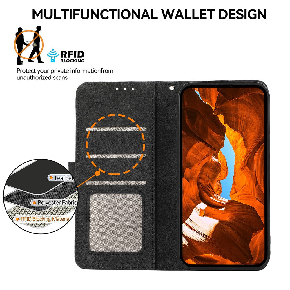 ABEEL For Xiaomi Redmi Note 15 Pro 4G (Global) Case Color Splicing Leather Flip Phone Cover RFID Blocking - Black