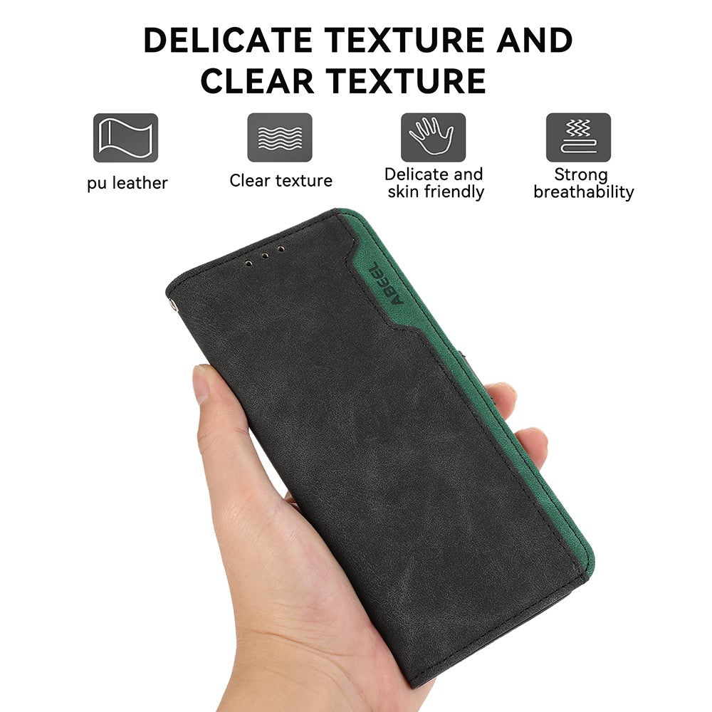 ABEEL For Xiaomi Redmi Note 15 Pro 4G (Global) Case Color Splicing Leather Flip Phone Cover RFID Blocking - Black